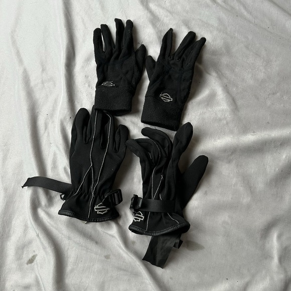 Harley Davidson Motorcycle Mens Unisex Small Black Gloves Warm Small Pair Of 2 - Picture 2 of 6